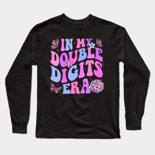 In My Double Digits Era Retro 10 Year Old 10th Birthday Girl Long Sleeve T-Shirt